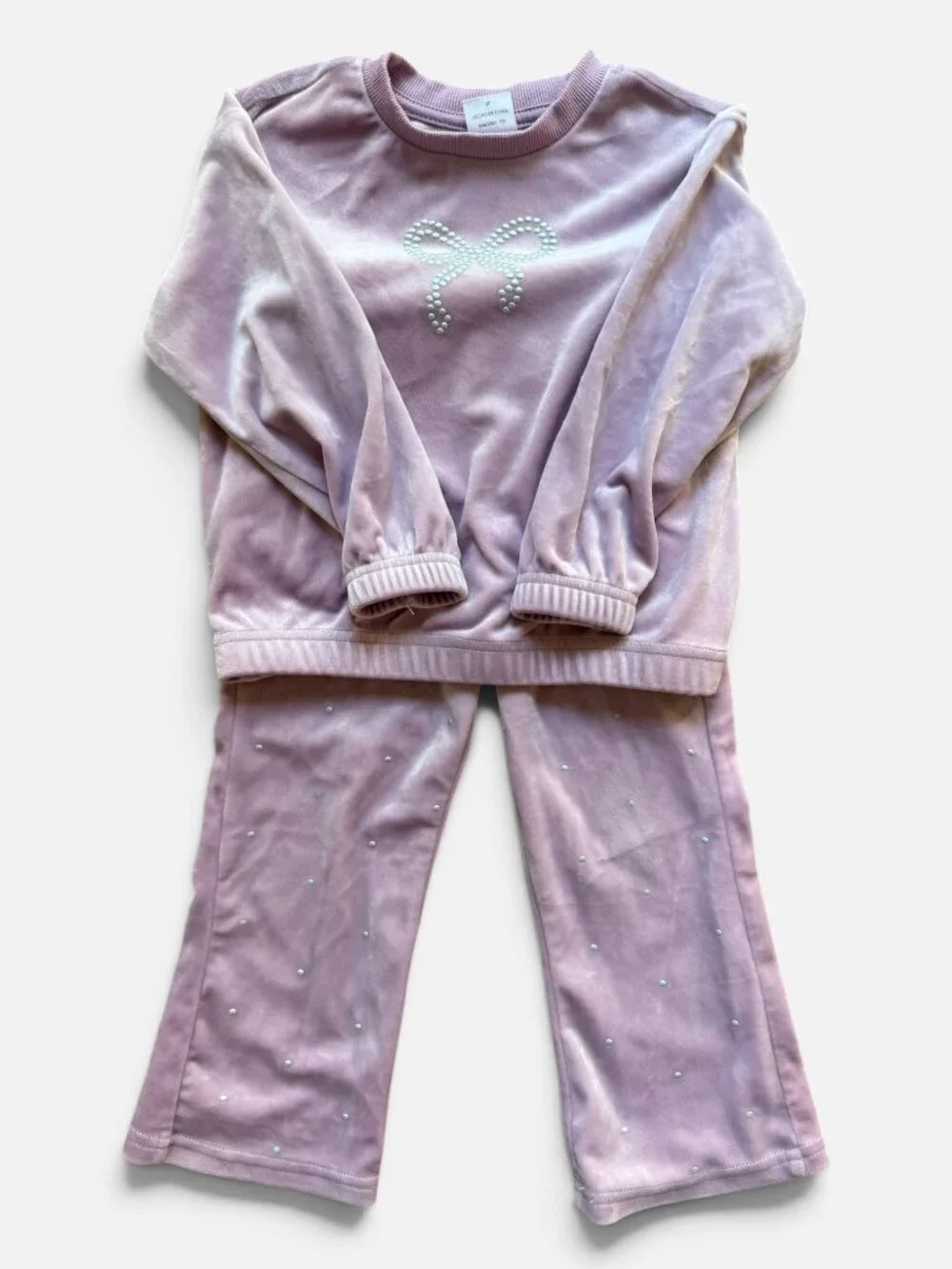 Purple Velour Two-Piece Set – Silver Dot Detail – Size 2T
